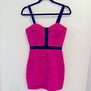 Bebe Pink Ruched Bodycon Mini Dress